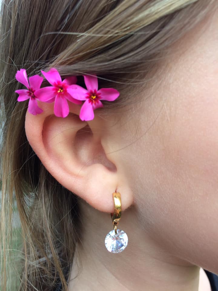 Ocelové náušnice s kamínkem